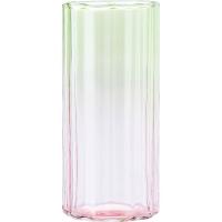 Vaso alto de vidrio bicolor verde y rosa KASA, 14,5x8,5x8,5 cm