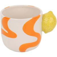 Taza con rayas naranjas y asa Limón, Ø10,4x13,5 cm KASA, 300 ml Taza con rayas naranjas y asa Limón, Ø10,4x13,5 cm KASA, 300 ml