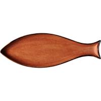 Fuente en porcelana Naranja con forma de Pez KASA, 38x13x2,6 cm