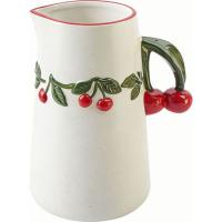 Jarra en dolomita blanca con Cerezas, Ø13,5x21,5 cm KASA, 1650 ml