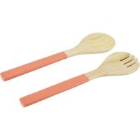 Cubiertos para servir ensalada, bambú y poliuretano color salmón KASA, 2 uds