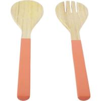 Cubiertos para servir ensalada, bambú y poliuretano color salmón KASA, 2 uds