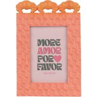 Marco Naranja con patrón geométrico en relieve y 3 Croissants KASA, 23x15,5 cm