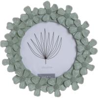 Marco de foto redondeado forma flor verde KASA, 13x1,5x13 cm