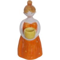 Soporte de vela en cerámica con forma de mujer, naranja y amarillo KASA, 8x9x17 cm Soporte de vela en cerámica con forma de mujer, naranja y amarillo KASA, 8x9x17 cm