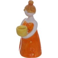 Soporte de vela en cerámica con forma de mujer, naranja y amarillo KASA, 8x9x17 cm
