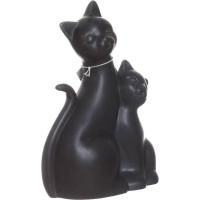 KASA bi katu beltzen figura zeramikan, 15x8x19 cm