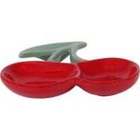 Fuente de cerámica con forma de Cereza roja y verde KASA, 18,2x17,4x2,5 cm