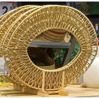 Espejo ovalado de ratan KASA, 39x20x49 cm