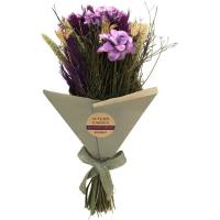 Ramo de flores secas: Lilas, envuelto en papel KASA, 10x8x50 cm