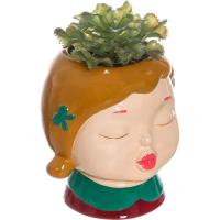 Planta artificial en maceta de cerámica con cara de mujer KASA, 13x15x19 cm