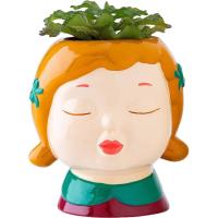 Planta artificial en maceta de cerámica con cara de mujer KASA, 13x15x19 cm