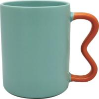 Taza Azul, asa curva naranja, cerámica, Ø8,2x10,7 cm KASA, 380 ml