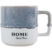 Taza Reactive azul y blanca, letras Home Sweet Home, Ø8,5x12 cm KASA, 300 ml Taza Reactive azul y blanca, letras Home Sweet Home, Ø8,5x12 cm KASA, 300 ml