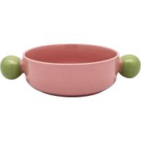 Bol Rosa con asas de bola verdes, gres, Ø15,5x5,5 cm KASA, 600 ml