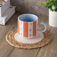 KASA katilua marra laranja eta loreekin, helduleku urdina, gresa, Ø8,5x12,6 cm, 320 ml