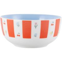 Bol con rayas naranjas y flores, gres, Ø13,7x6,5 cm KASA, 530 ml Bol con rayas naranjas y flores, gres, Ø13,7x6,5 cm KASA, 530 ml