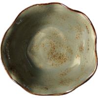 Bol de porcelana verde borde irregular KASA, Ø15,2x6 cm