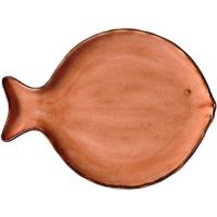 Fuente redonda de porcelana naranja con froma de Pez KASA, Ø30x2,9 cm