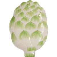 Fuente en gres verde con forma de Alcachofa KASA, 26x18x2,5 cm