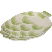 Fuente en gres verde con forma de Alcachofa KASA, 26x18x2,5 cm