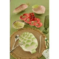 Fuente en gres verde con forma de Alcachofa KASA, 26x18x2,5 cm