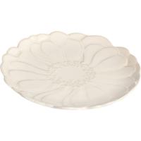 Fuente de porcelana blanca con forma de hoja KASA, Ø21,5x2,5 cm