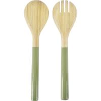 Cubiertos para servir ensalada, bambú y poliuretano color verde KASA, 2 uds