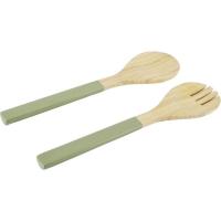 Cubiertos para servir ensalada, bambú y poliuretano color verde KASA, 2 uds