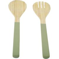 Cubiertos para servir ensalada, bambú y poliuretano color verde KASA, 2 uds