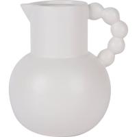 Jarrón con asa de bolas, cerámica blanca KASA, 19x16,5x20,5 cm