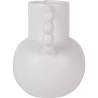 Jarrón con asa de bolas, cerámica blanca KASA, 19x16,5x20,5 cm