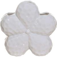 Jarrón de cerámica blanca con forma de flor KASA, 14x7x13,5 cm