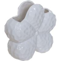 Jarrón de cerámica blanca con forma de flor KASA, 14x7x13,5 cm