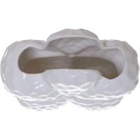 Jarrón de cerámica blanca con forma de flor KASA, 14x7x13,5 cm