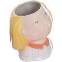 Jarrón de cerámica, mujer de pelo rubio KASA, 11,7x10x12 cm