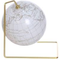 Globo terráqueo blanco, soporte dorado KASA, Ø17x18 cm