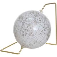 Globo terráqueo blanco, soporte dorado KASA, Ø17x18 cm