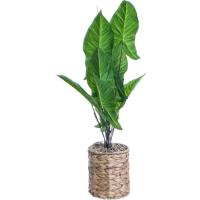 Planta artificial alta de hojas verdes en maceta de paja KASA, Ø15x68 cm