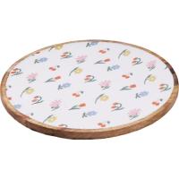 Fuente redonda de madera con flores KASA, Ø38 cm