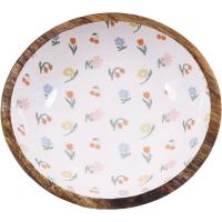 Bol de madera con flores KASA, Ø24 cm