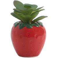 Planta artificial en maceta de cerámica roja con forma de fresa KASA, Ø6,7x10 cm