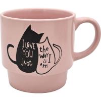 Taza de cerámica rosa con dos gatos, Ø9,7x9,4 cm KASA, 420 ml Taza de cerámica rosa con dos gatos, Ø9,7x9,4 cm KASA, 420 ml