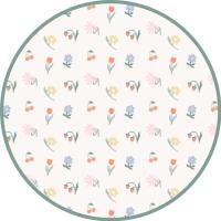 Salvamantel individual redondo, polipropileno, blanco con flores KASA, Ø38 cm