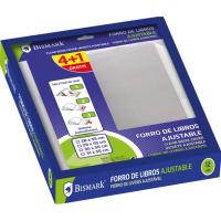 Forralibros Ajustable 29x55cm, transparente BISMARK, pack 4+1 uds