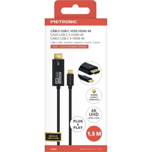 Cable conversor HDMI 4K A USB-C 1,5 m M/M METRONIC