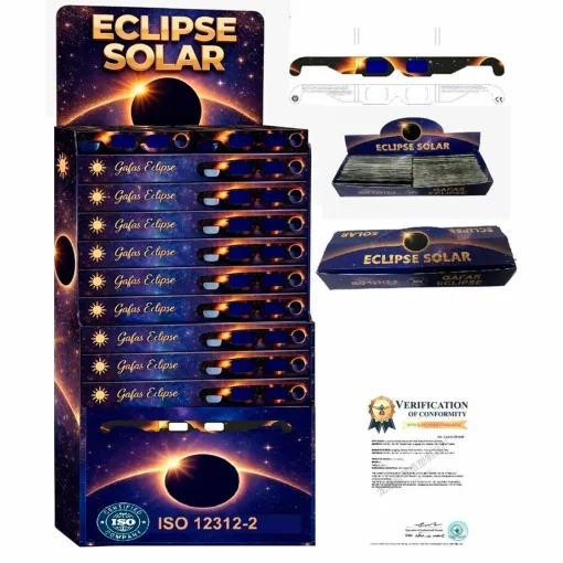 Gafas Eclipse Solar 2026 desechables con Certificación CE ISO 12312-2