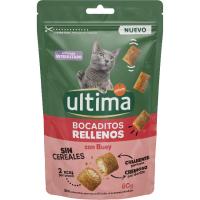 Bocaditos rellenos con buey para gatos ULTIMA, bolsa 60 g