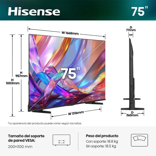 Televisor Qled 75" UHD 4K 75E7S HISENSE