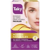 Bandas depilatorias faciales Aceites Naturales TAKY, caja 16 uds